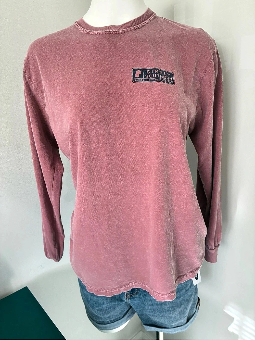 Simply Southern Black and Yellow Labs Long Sleeve T-Shirt Pink Medium